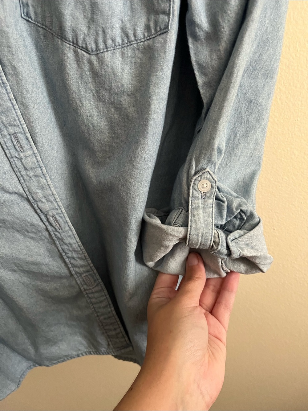 Classic Light Blue Denim Button-Up Shirt - Picture 5 of 10
